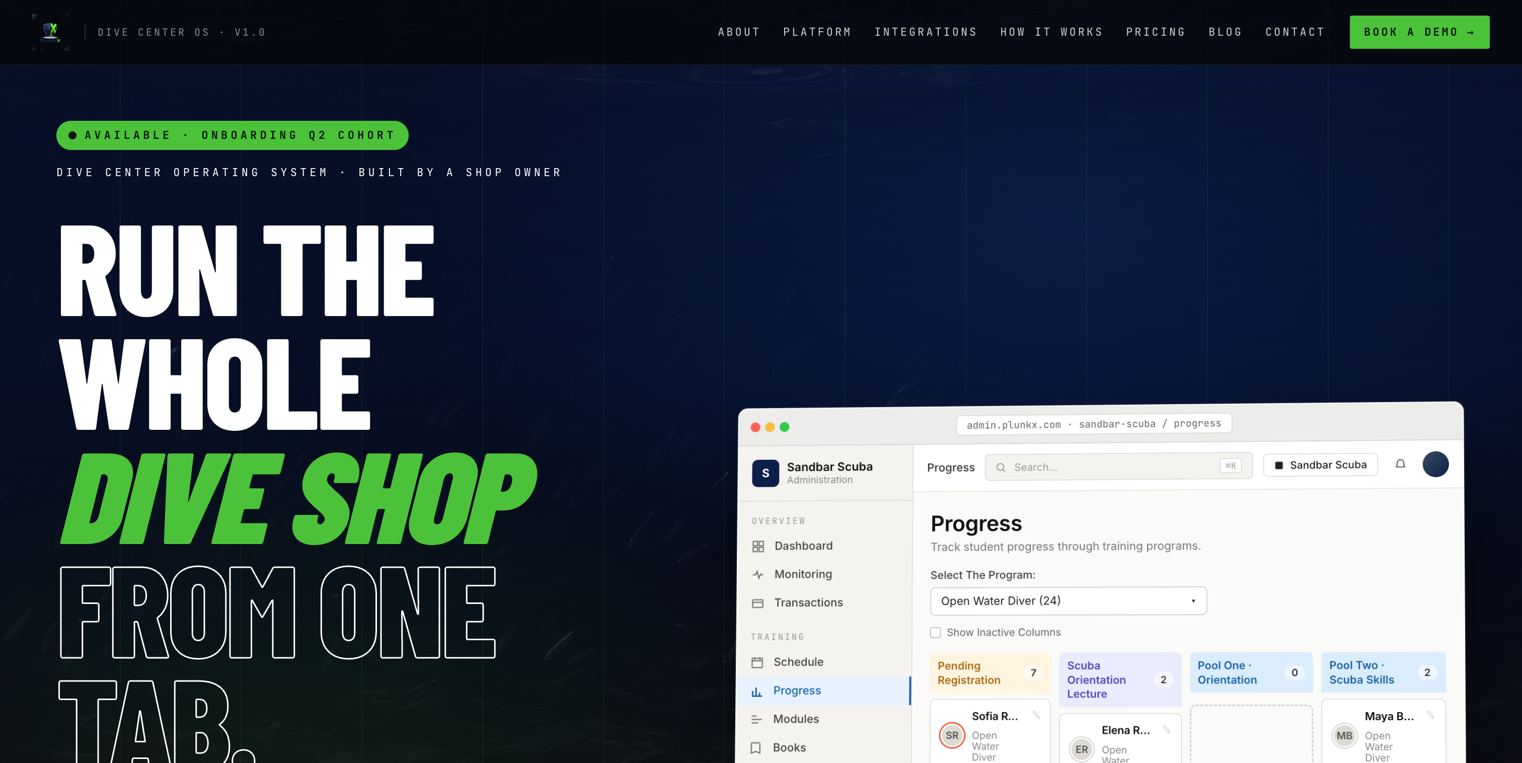 The Plunkx public marketing site, first launch.